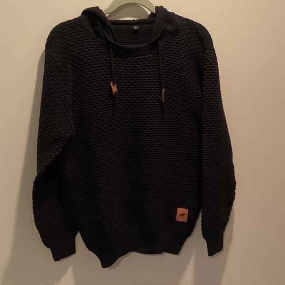 Other - Men's Black Knit Hooded Sweater